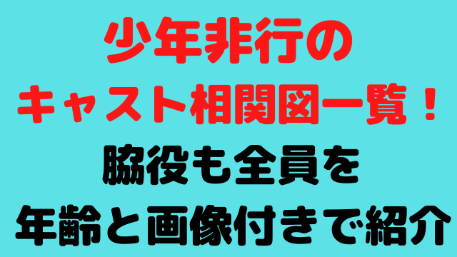 少年非行のキャストの相関図一覧!脇役も全員を年齢と画像付きで紹介